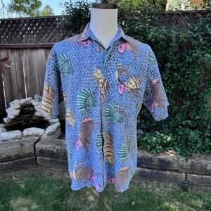 Zeppelin Shirt Men's Size M Multicolor Exotic Animals Reverse Print Button Down